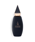 Sleek and luxurious Oscar London Florence perfume bottle from the Big Ben Collection. The bottle is black with a smooth, curved design, featuring a gold triangular cap inspired by the architecture of Big Ben. The minimalist gold-engraved branding adds a touch of elegance, making it a sophisticated fragrance presentation.